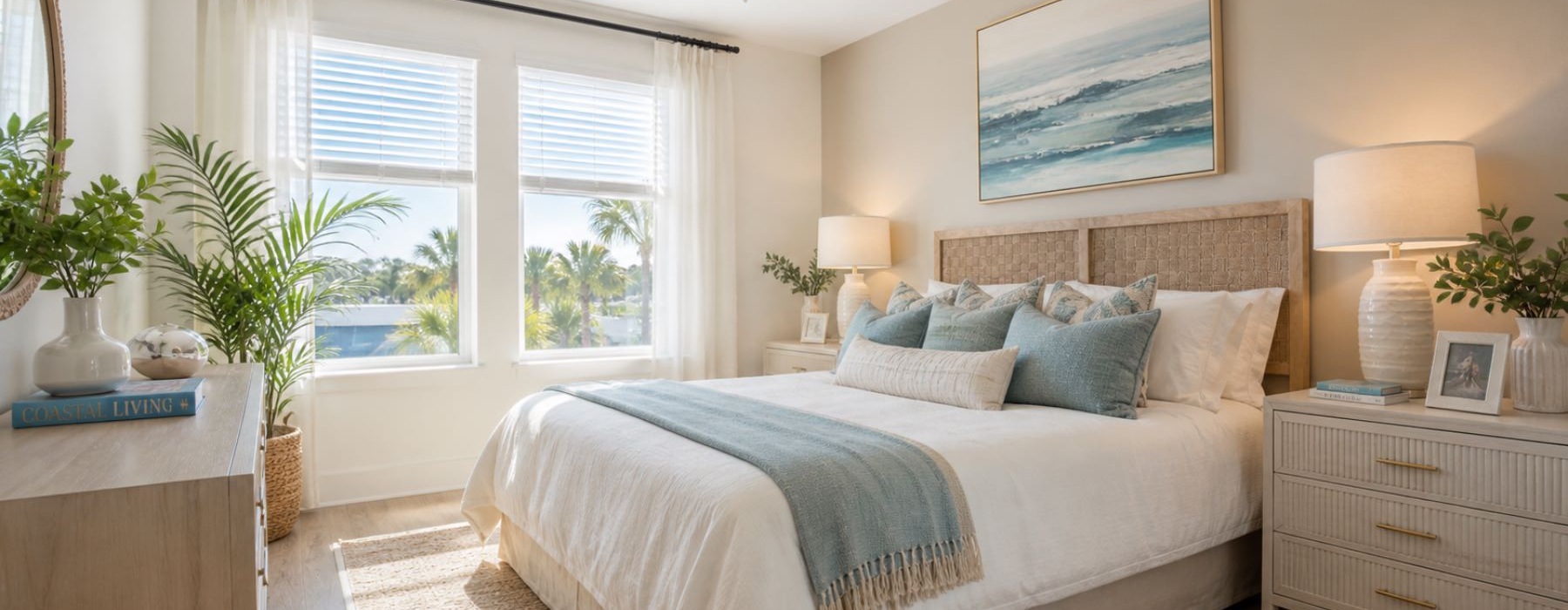 a bedroom with a bed and two nightstands